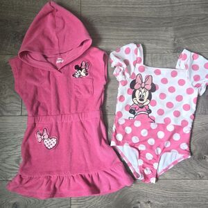 Disney Minnie Mouse Swimsuit & Hooded Cover‑Up Set Pink Polka Dot 18M